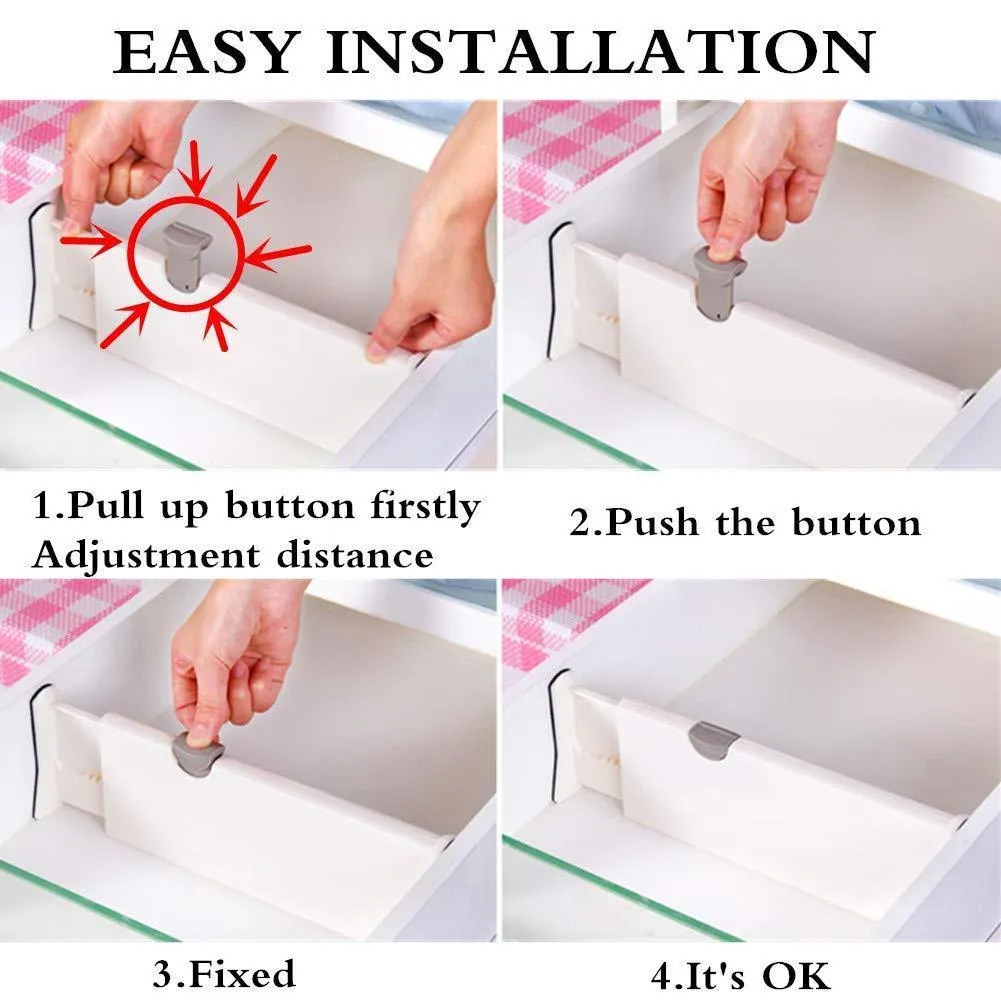 Normei Drawer Dividers 11"-17" Expandable Adjustable Dresser Drawer Organizers Divider for Clothes, Silverware and Utensils fit Kitchen, Bedroom, Bookcase, Baby Drawer with Instructions (8 Pack)