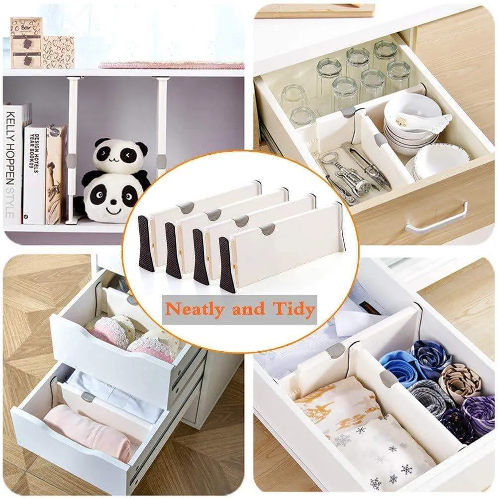 Normei Drawer Dividers 11"-17" Expandable Adjustable Dresser Drawer Organizers Divider for Clothes, Silverware and Utensils fit Kitchen, Bedroom, Bookcase, Baby Drawer with Instructions (8 Pack)