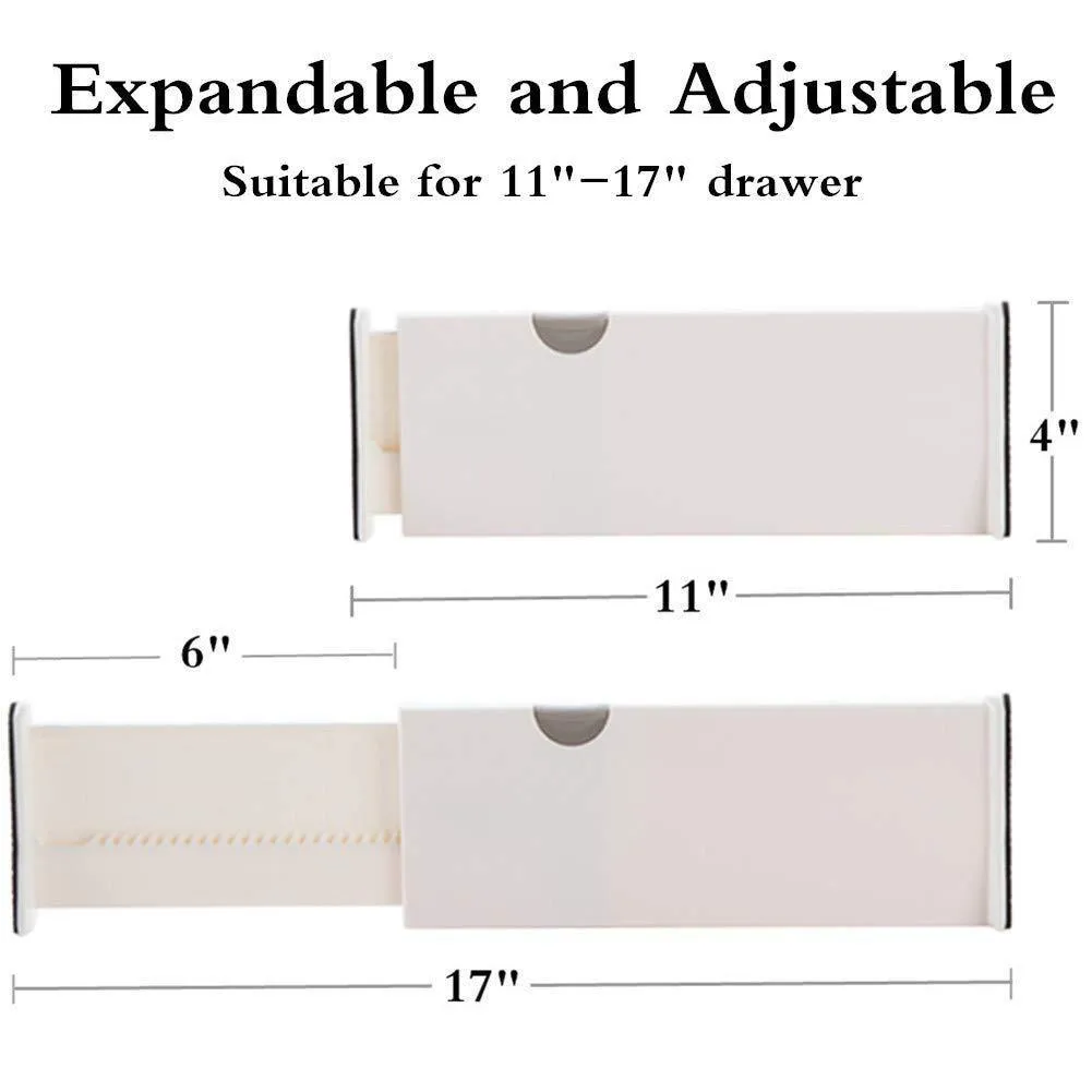 Normei Drawer Dividers 11"-17" Expandable Adjustable Dresser Drawer Organizers Divider for Clothes, Silverware and Utensils fit Kitchen, Bedroom, Bookcase, Baby Drawer with Instructions (8 Pack)