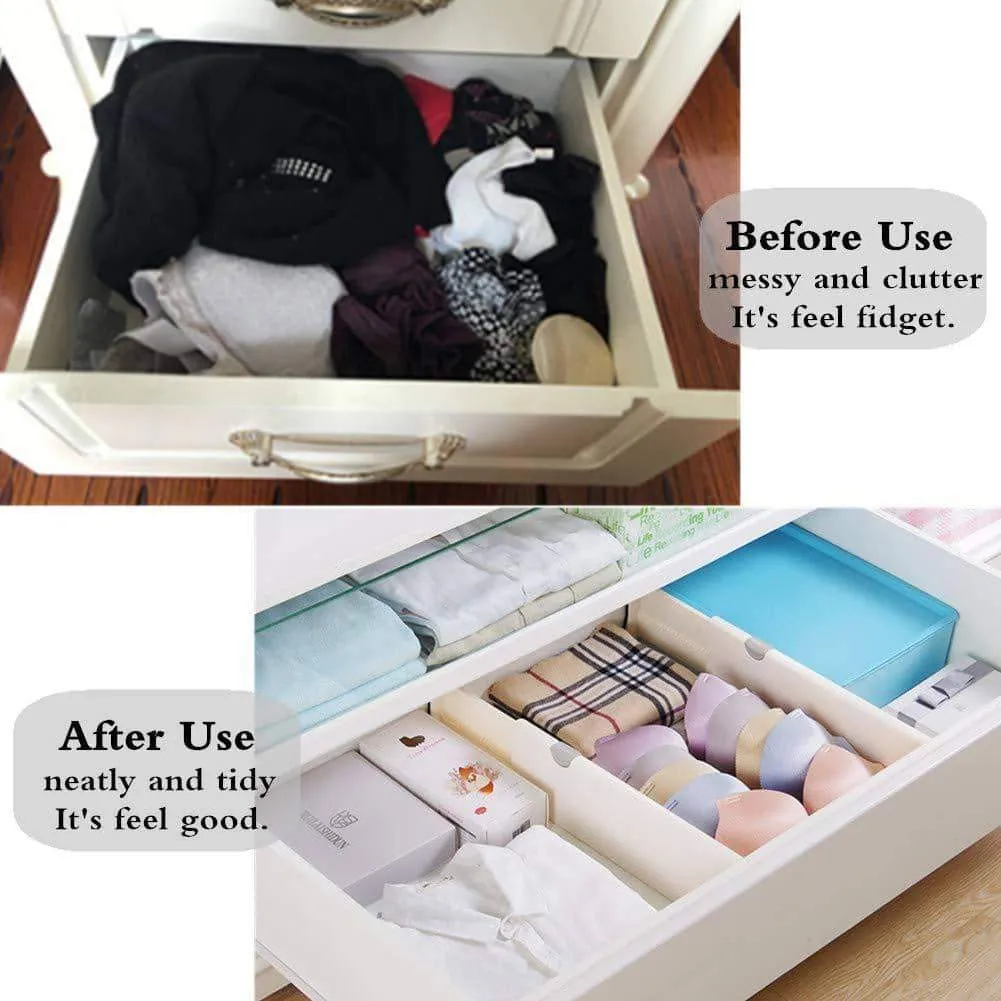 Normei Drawer Dividers 11"-17" Expandable Adjustable Dresser Drawer Organizers Divider for Clothes, Silverware and Utensils fit Kitchen, Bedroom, Bookcase, Baby Drawer with Instructions (8 Pack)