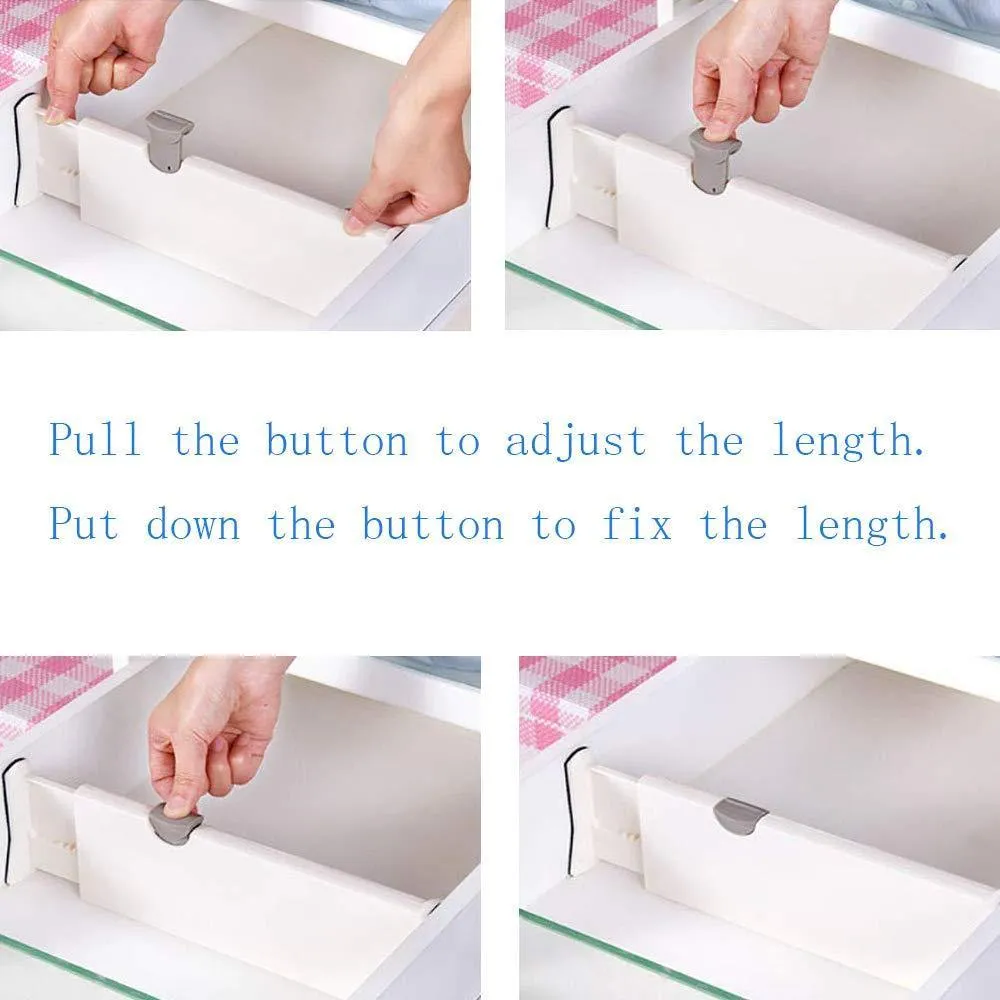 Onerbuy Pack of 2 Extendable Drawer Organizer Dividers Adjustable Closet Cabinet Separators with Anti-Scratch Foam Edges for Kitchen, Bathroom, Bedroom, Office and Dresser Desk, 4'' Tall, 11''-17'' Lo