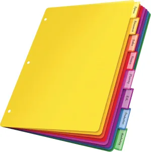 Oxford Plastic Binder Dividers, 8 Tab, Insertable Multicolor Tabs, Letter Size, 6 Sets (89601)