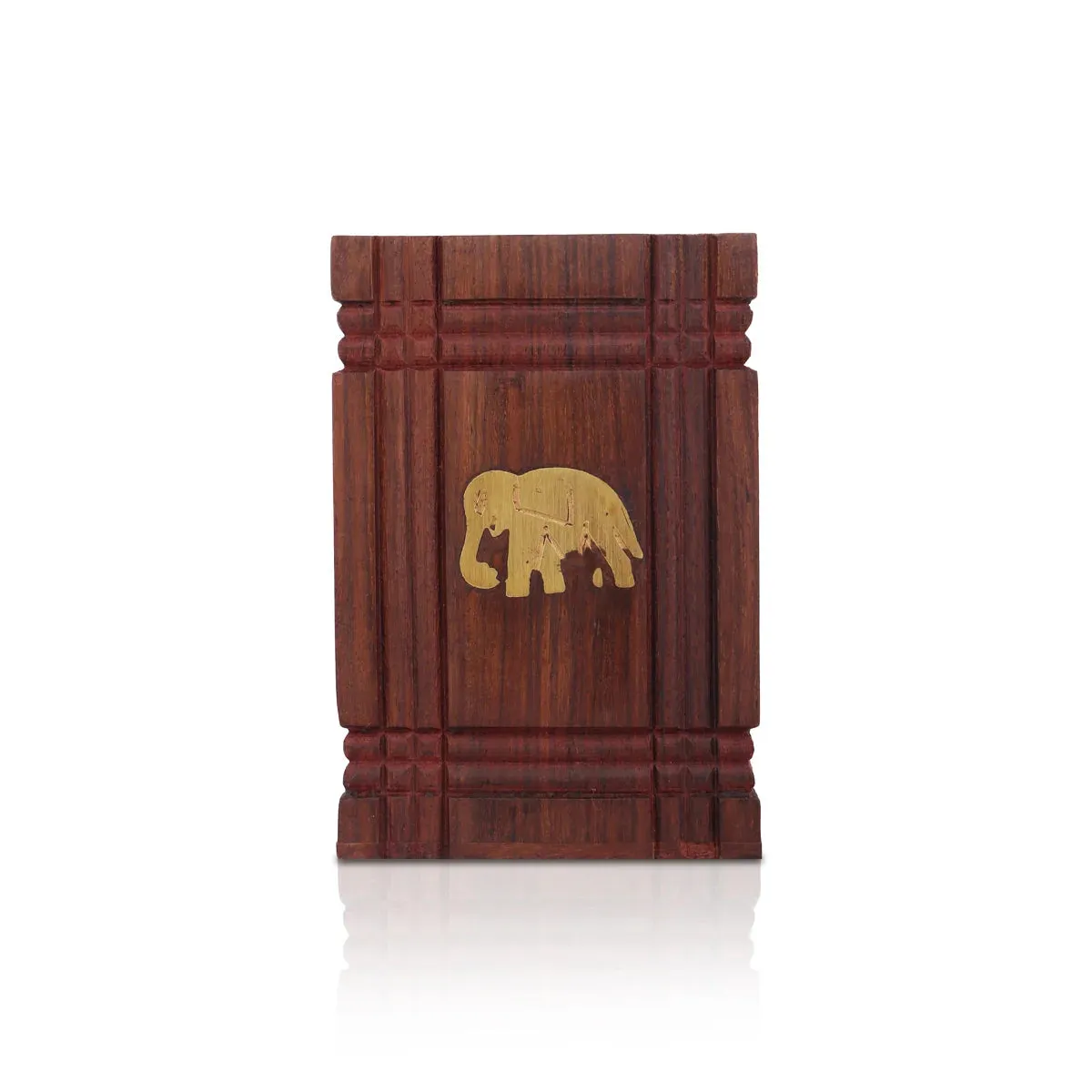 Pen Jar with Elephant Inlaid - 4 x 3 Inches | Wooden Pen Stand/ Pen Holder