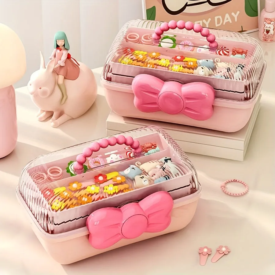 Pink Bowknot Storage Bin Stylish Multilayer Organization Solution