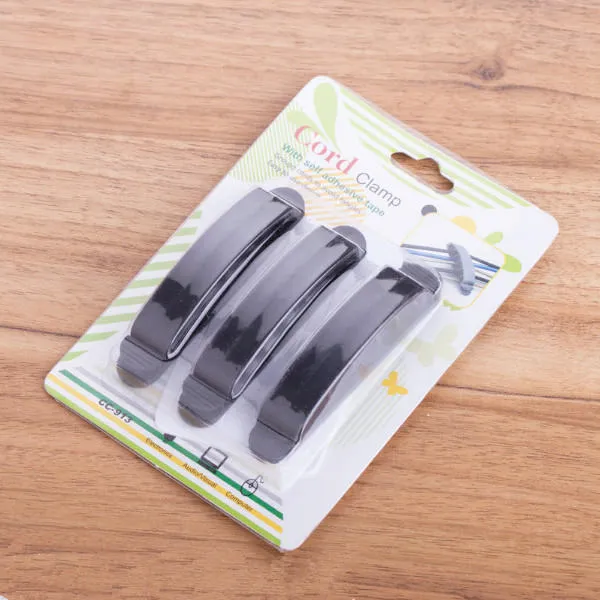 Plastic Cord Wire Line Organizer Clips Line USB Charger Cable Holder Desk -3PCS - Black