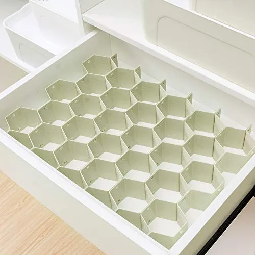Poeland Drawer Divider Organizer 8pcs DIY Plastic Grid Honeycomb Drawer Divider Green