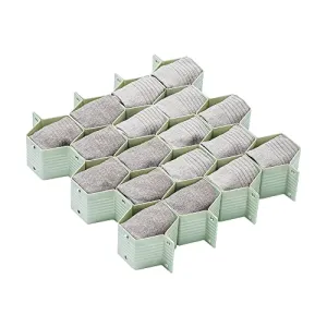 Poeland Drawer Divider Organizer 8pcs DIY Plastic Grid Honeycomb Drawer Divider Green