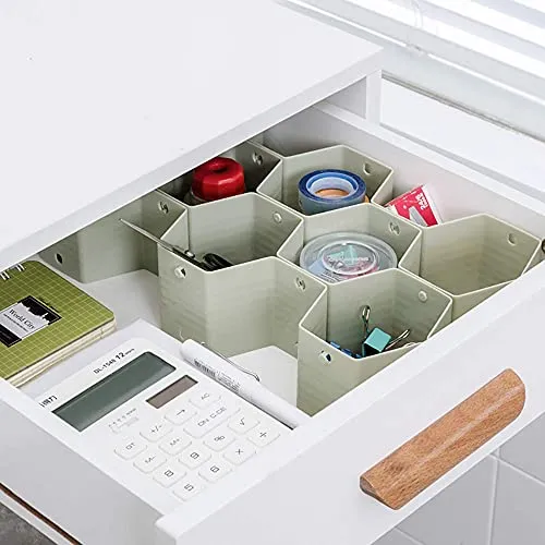 Poeland Drawer Divider Organizer 8pcs DIY Plastic Grid Honeycomb Drawer Divider Green