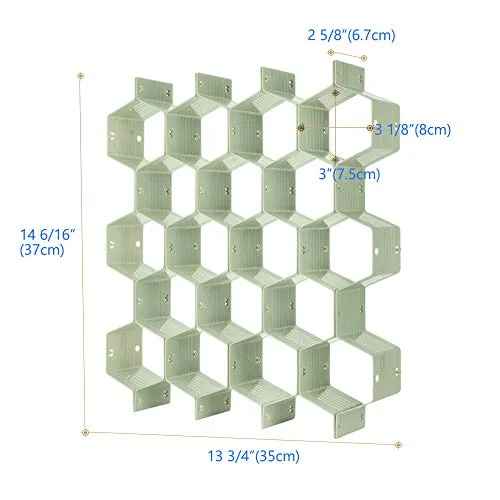 Poeland Drawer Divider Organizer 8pcs DIY Plastic Grid Honeycomb Drawer Divider Green