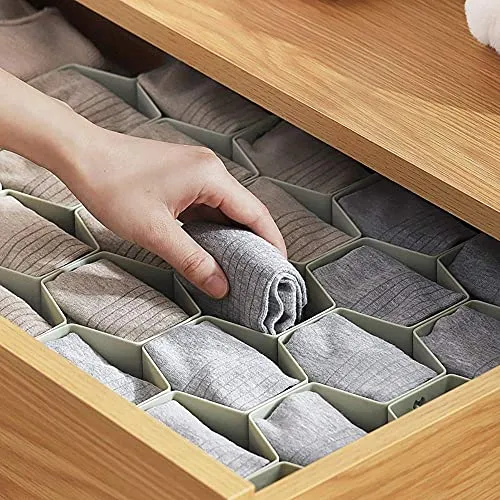 Poeland Drawer Divider Organizer 8pcs DIY Plastic Grid Honeycomb Drawer Divider Green