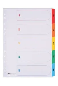 Polypropylene Divider 1-5 Tabs Colored A4