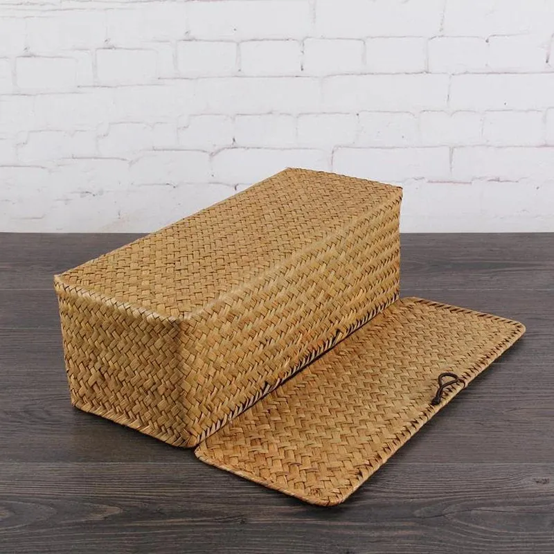 Rattan Storage Box With Divider - Wicker Storage Tray - Woven basket - Handmade Organizer Basket - Cosmetics Desk Organizer - Home Decor