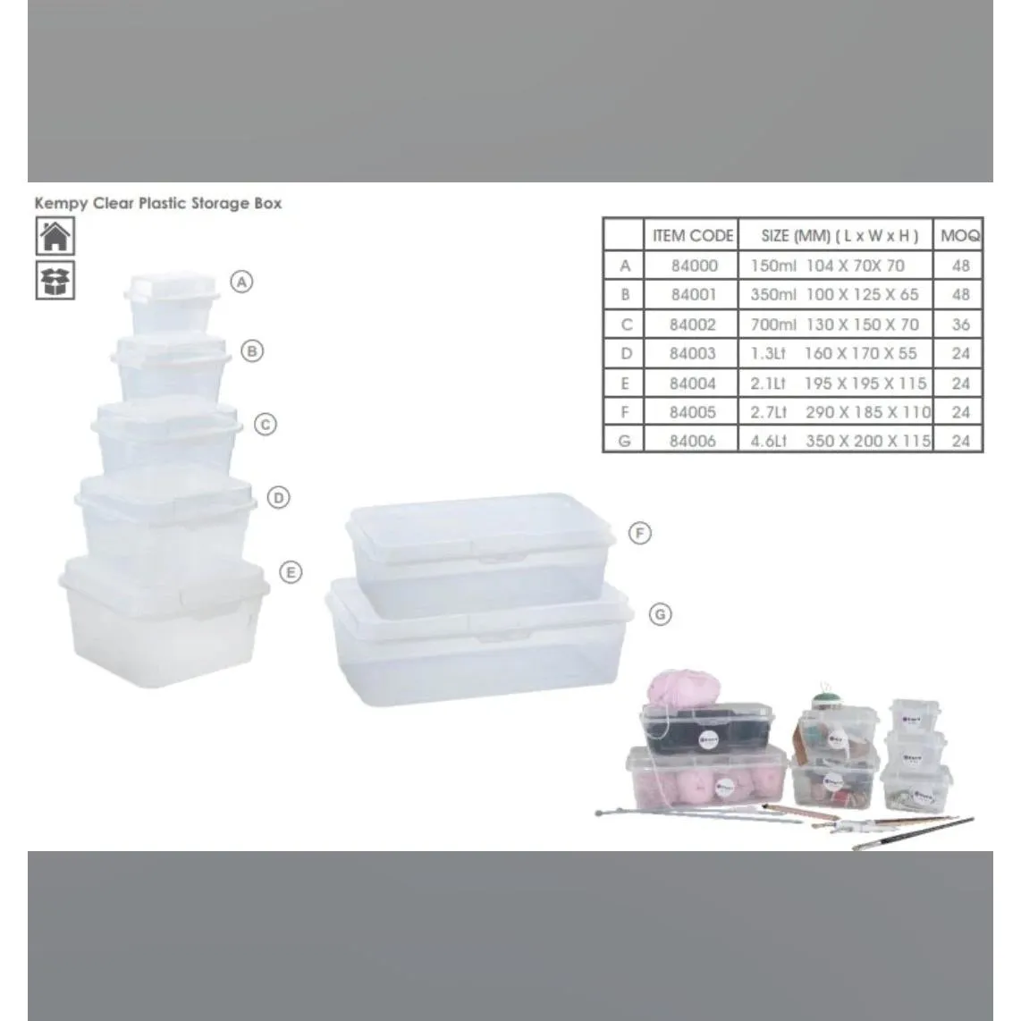 Regent Plastic Kempy Storage Utility Container Box Clear 2.1L 84004