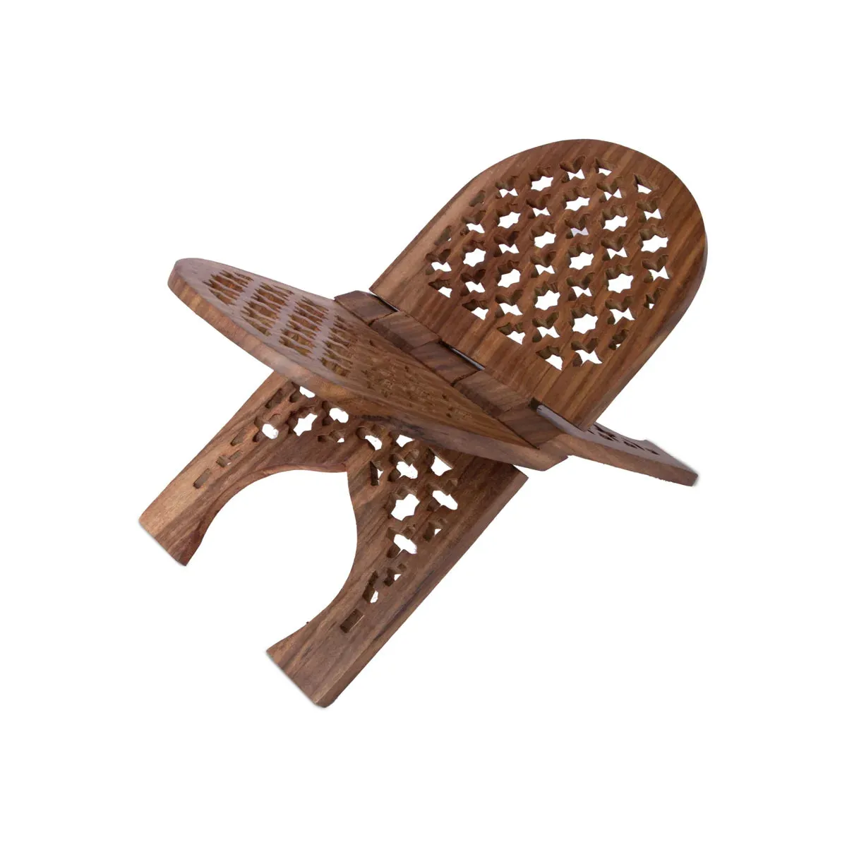 Rehal Full Badroon Jali Work - 11 x 15 Inches | Wooden Book Stand/ Holy Book Stand