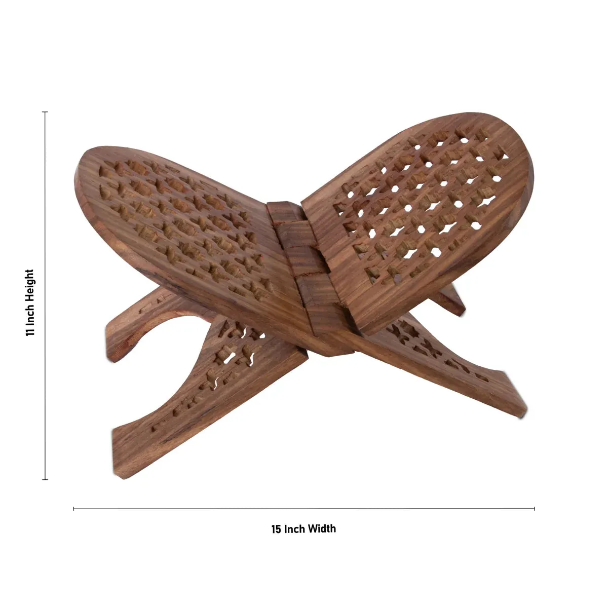 Rehal Full Badroon Jali Work - 11 x 15 Inches | Wooden Book Stand/ Holy Book Stand