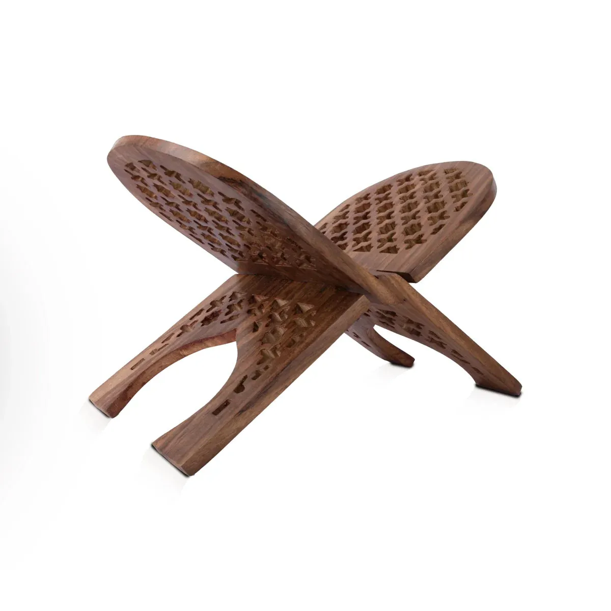 Rehal Full Badroon Jali Work - 11 x 15 Inches | Wooden Book Stand/ Holy Book Stand