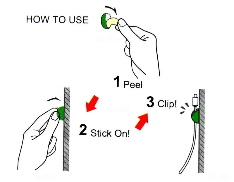 Self-Adhesive Desk Cable Clips 3 Slots