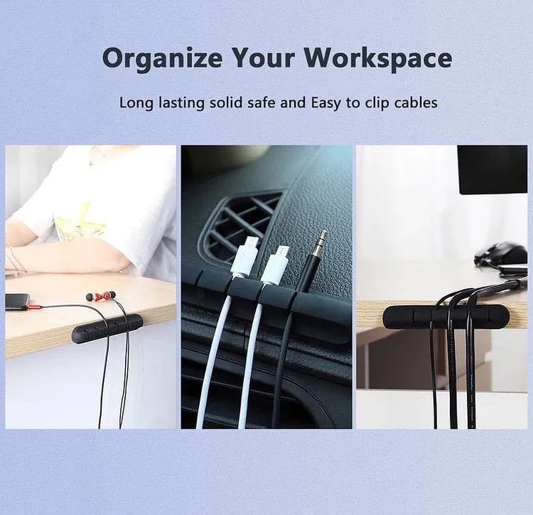 Silicone Cable Organizer Clips, Silicone Cable Holder, Self Adhesive Power Cord Holder