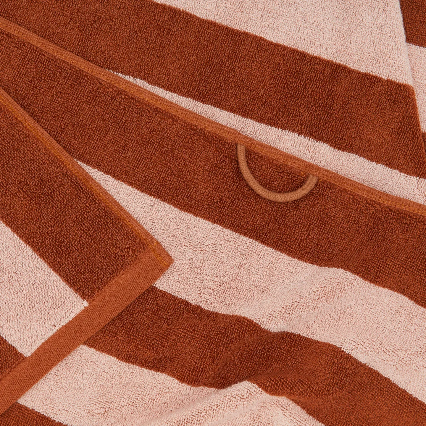 Simple Striped Terry Bath Sheet (Blush   Terracotta)