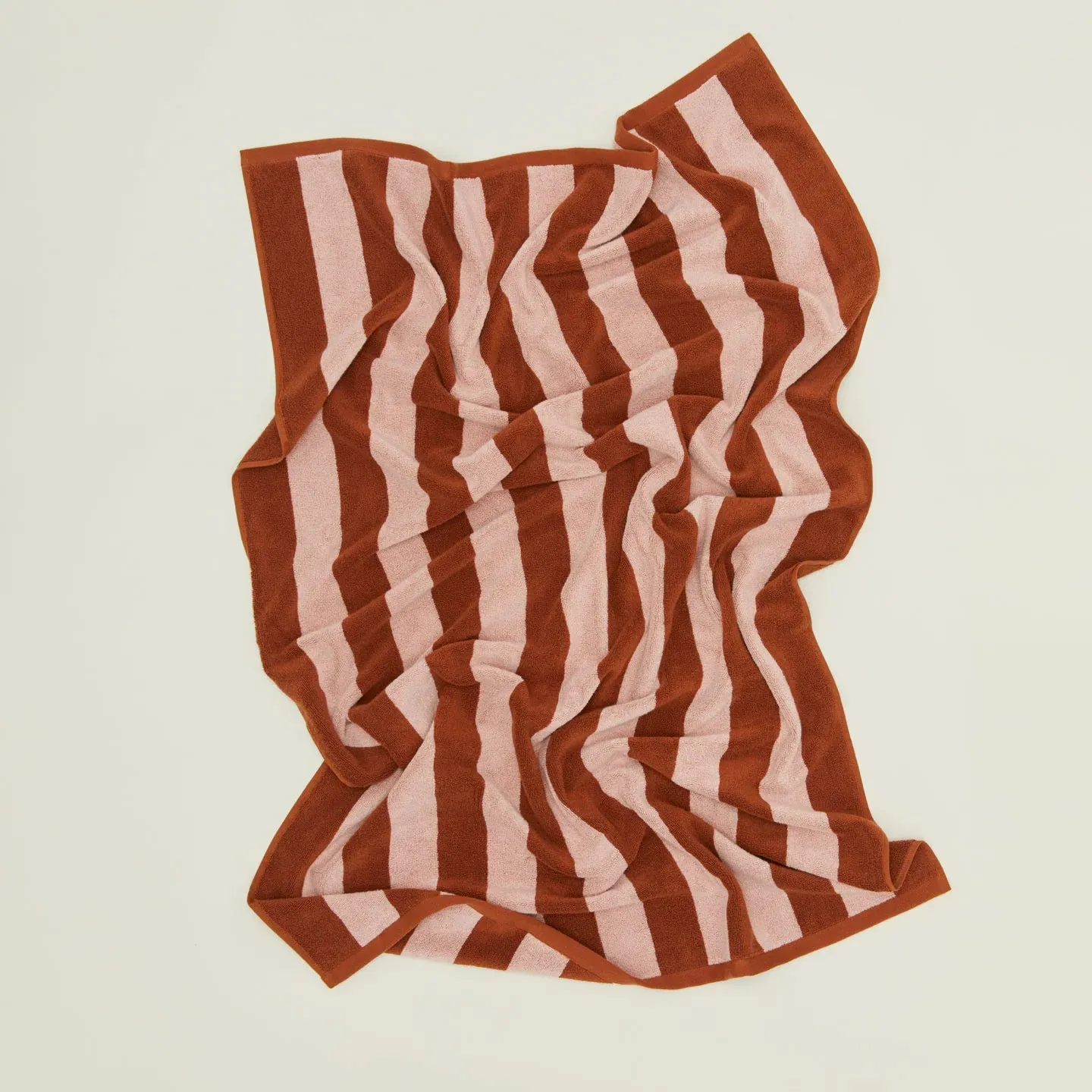 Simple Striped Terry Bath Sheet (Blush   Terracotta)