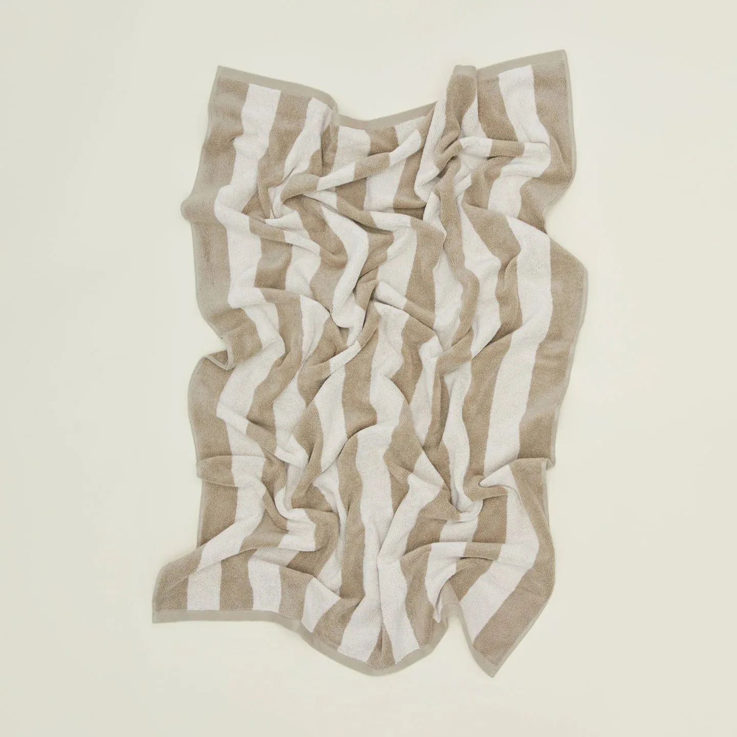 Simple Striped Terry Bath Sheet (Ivory   Flax)