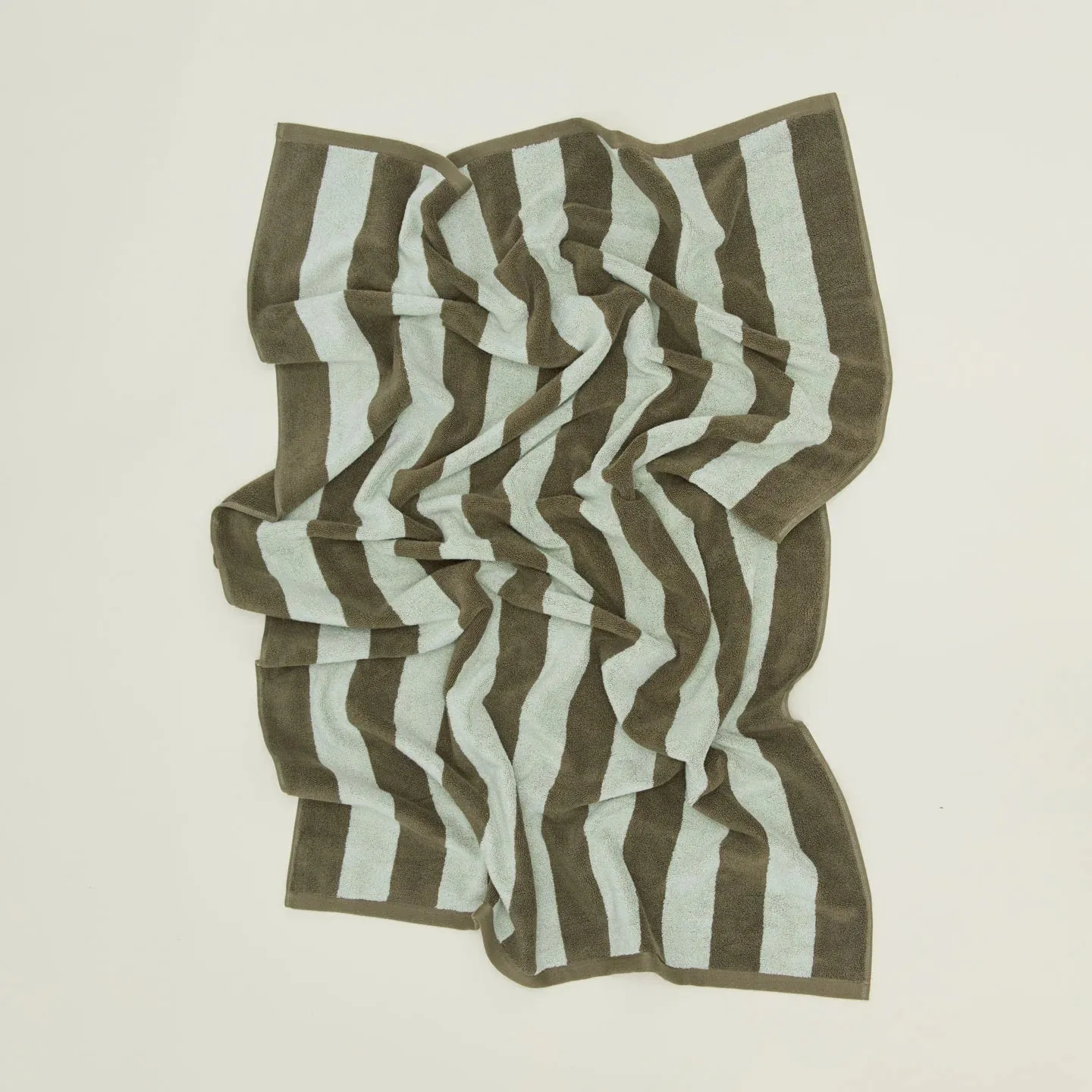 Simple Striped Terry Bath Sheet (Olive   Sage)
