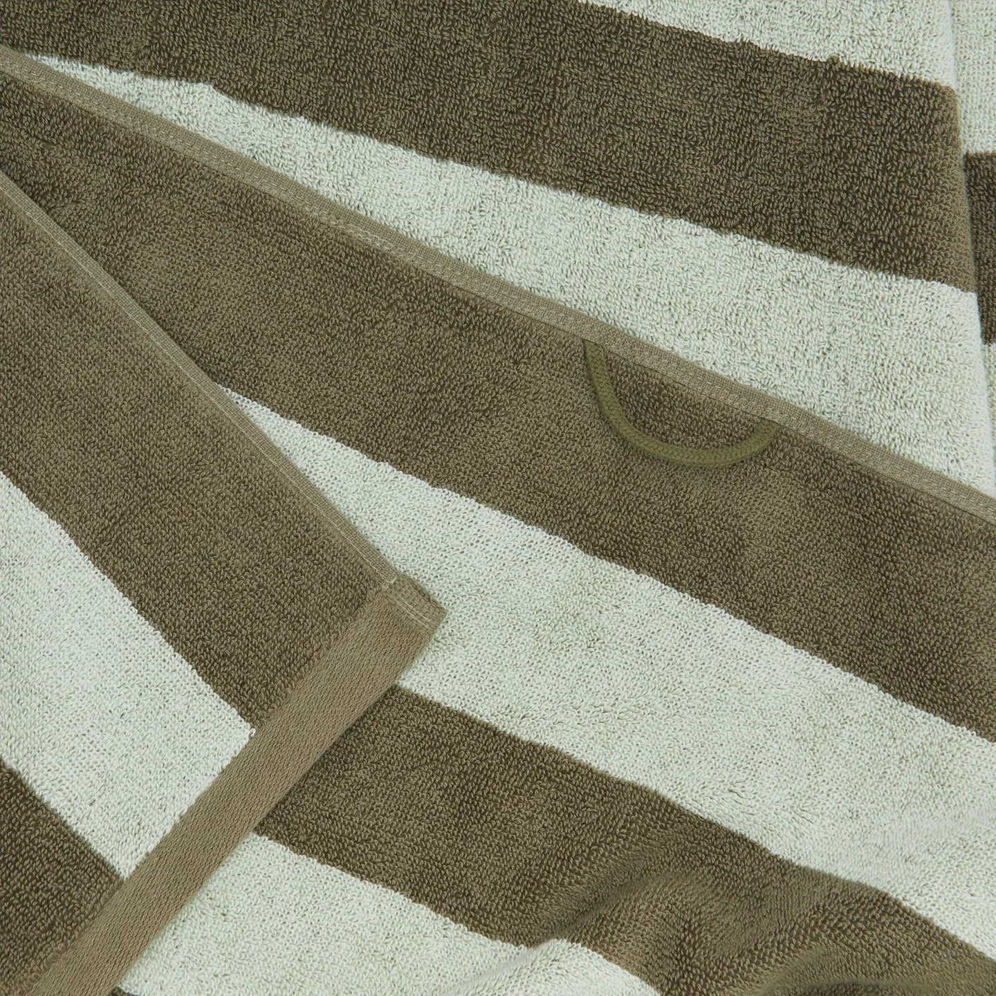 Simple Striped Terry Bath Sheet (Olive   Sage)