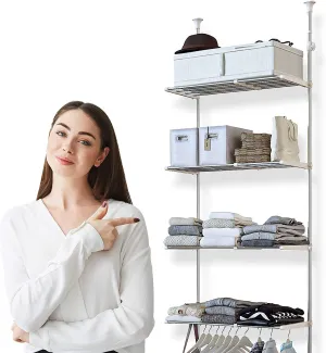 Skywin Over The Washer Storage Shelf - 4 Shelf Easy to Assemble Laundry Storage, Laundry Shelf for Over Washer or Dryer with Adjustable Height and Width, No Drill Required