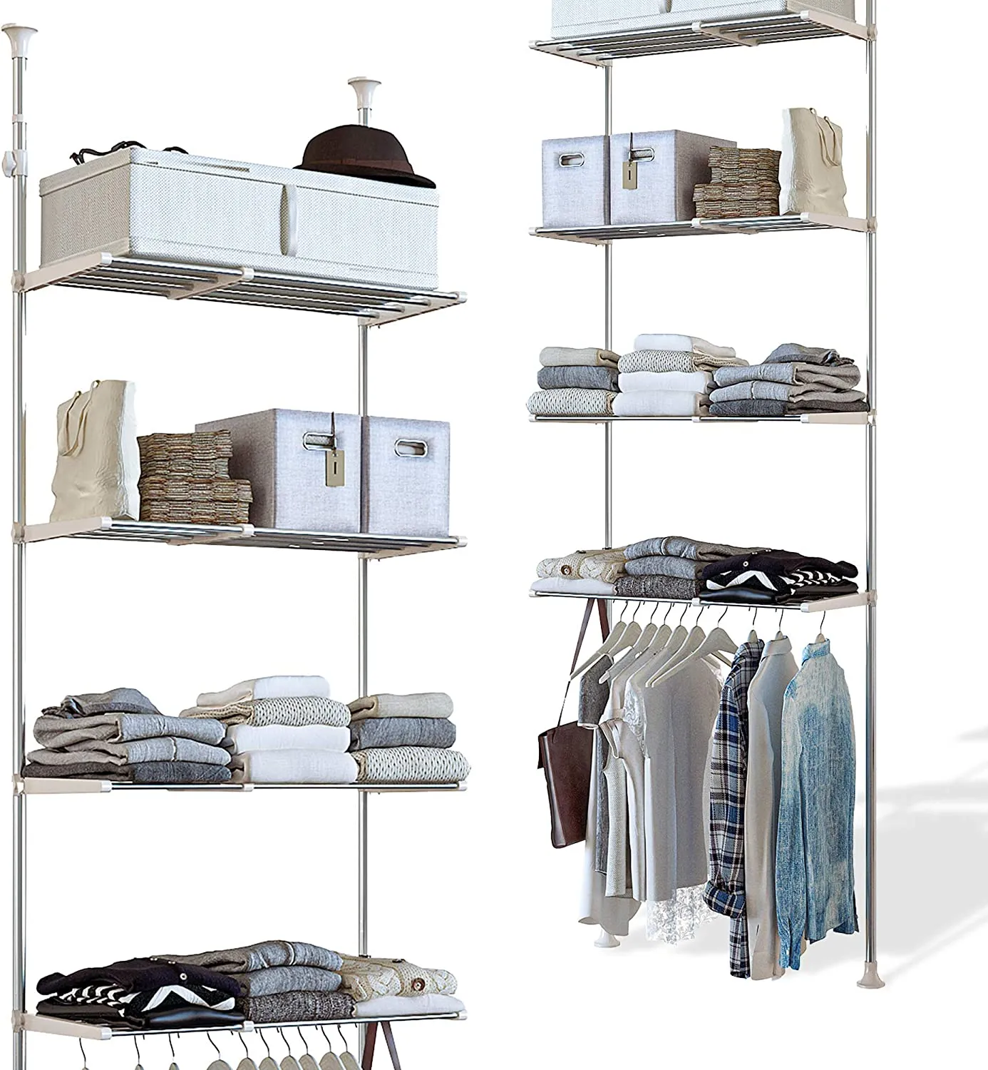 Skywin Over The Washer Storage Shelf - 4 Shelf Easy to Assemble Laundry Storage, Laundry Shelf for Over Washer or Dryer with Adjustable Height and Width, No Drill Required
