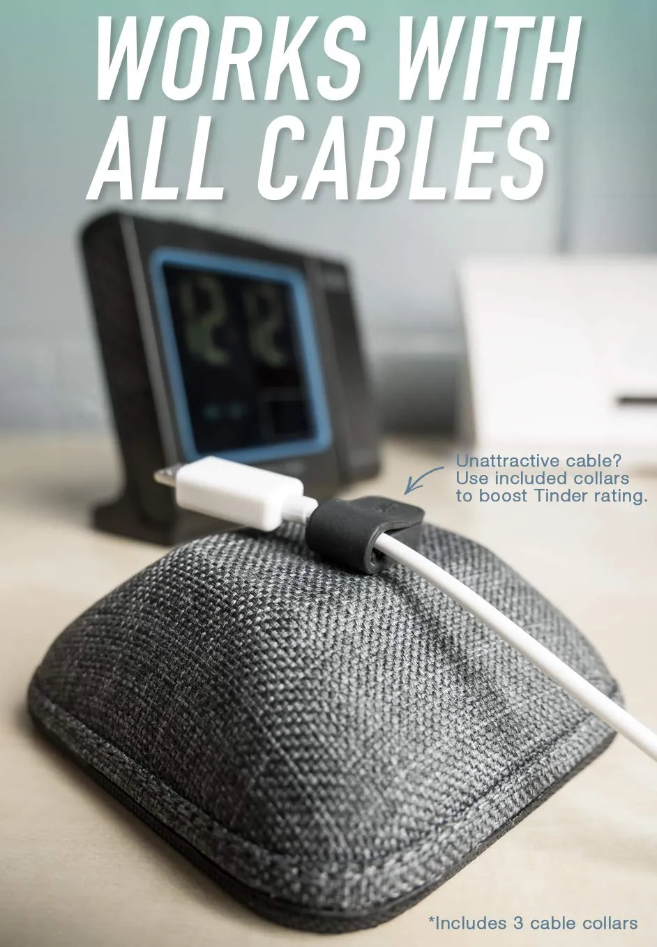 Smartish Magnetic Cable Manager - Cable Wrangler Magnet Base Cord Organizer for Your Nightstand (Silk) - No. 2 Pencil Gray