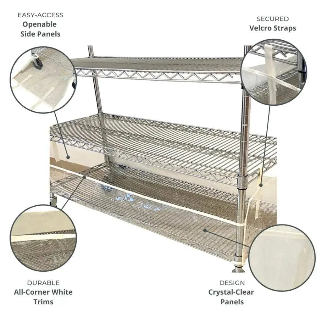 Storage Shelving Bottom Cover, 48"W x 18"D x 6"H, All Clear PVC Panels (Bottom Part ONLY)
