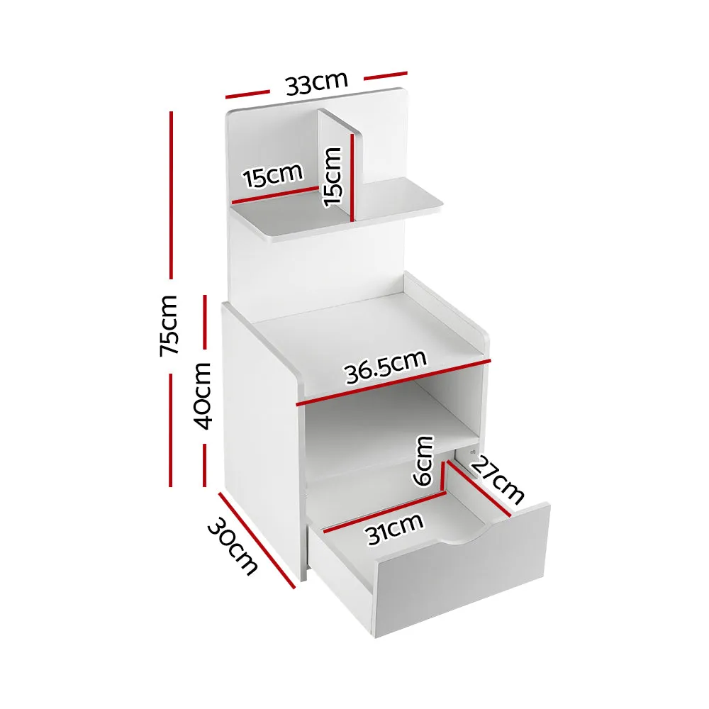 Stratford Wooden Bedside Tables Cabinet Shelf Display Side Nightstand Unit Storage - White