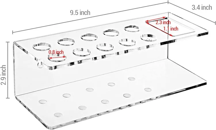 Transparent Acrylic 10 Slot Dry Erase Marker Holder Rack