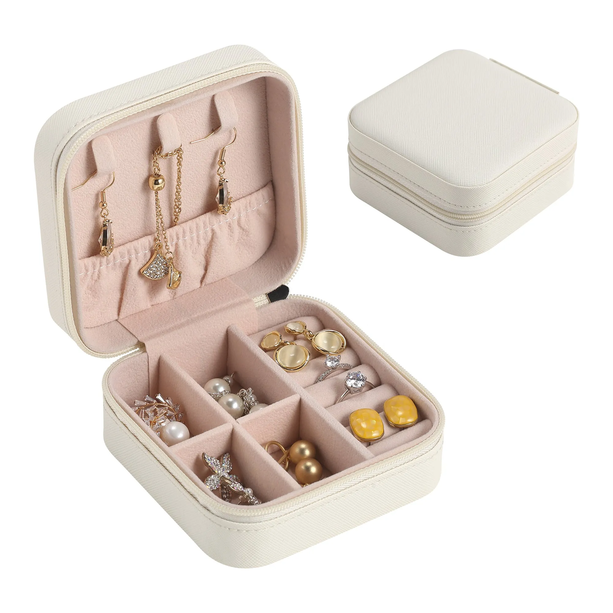 Travel Faux Leather Jewelry Box with Zip
