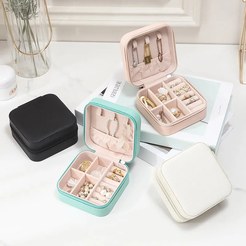 Travel Faux Leather Jewelry Box with Zip