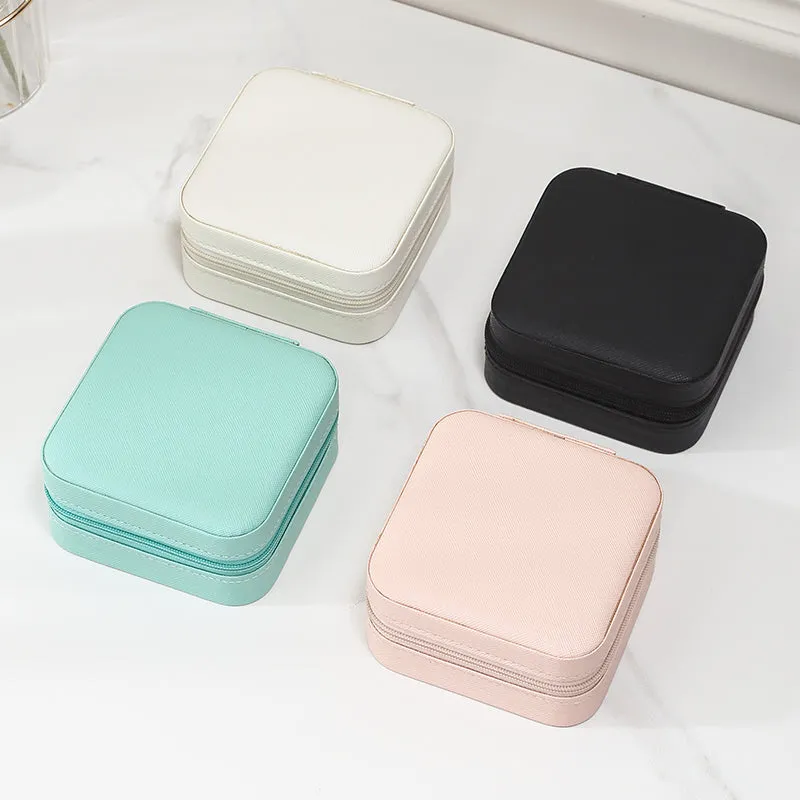 Travel Faux Leather Jewelry Box with Zip