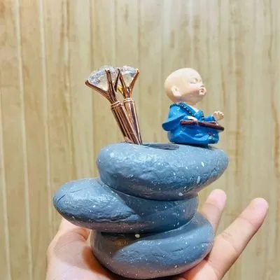 Unique Meditating Monk Pen Stand |  Stationary Gifts [ Gifts for House Warming]