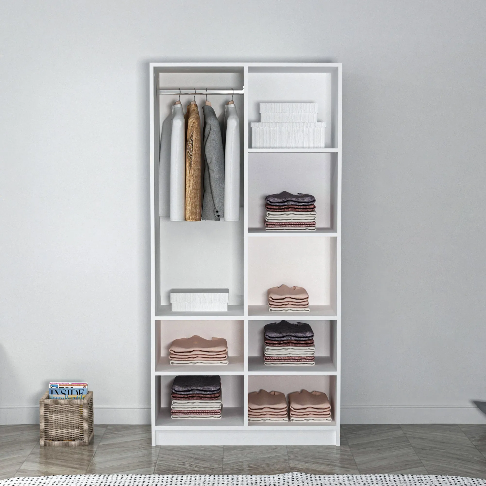Viola Wardrobe with Cabinets and Shelves