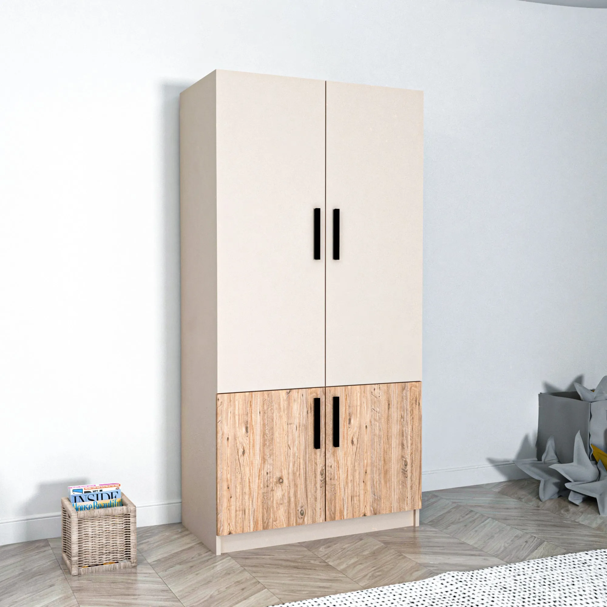 Viola Wardrobe with Cabinets and Shelves