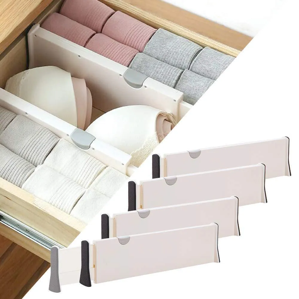Wooden-Life Dresser Drawer Organizers, Expandable Drawer Organizer/Divider - for Bedroom, Bathroom, Closet, Office, Kitchen Storage - 4 Pack